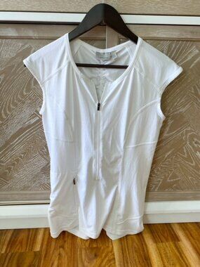 NWOT Athleta Cap Sleeve Half-Zip Tank, Medium Elevated Basic Capsule Staple EUC